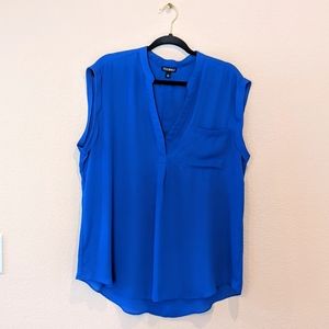 Roz & Ali Royal Blue Blouse with Back Buttons XL